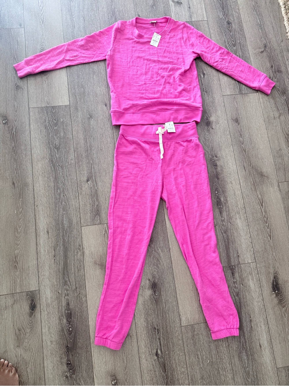 J. Crew Factory Women's Crewneck matching joggers set in Hot Pink